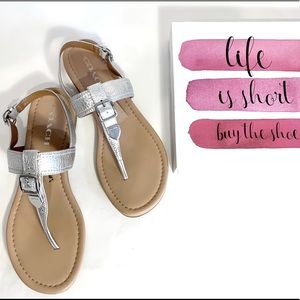 Coach Cassidy T-Strap Sandals, silver, size 8
